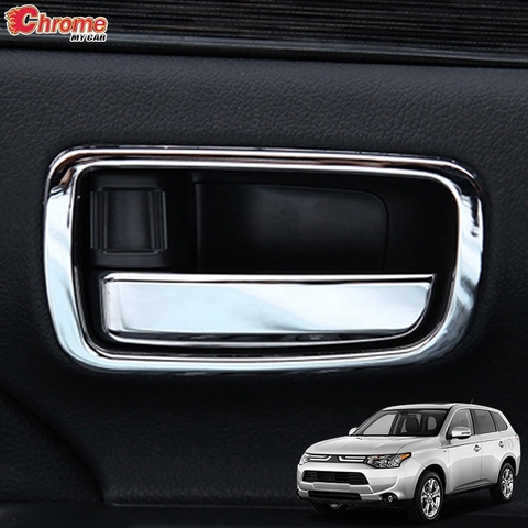 Para Mitsubishi Outlander 2014, 2015, 2016, 2017, 2022, 2022 cromo interior manija de la puerta a cubierta de taza de decoración de embellecedor estilo de coche ► Foto 1/6