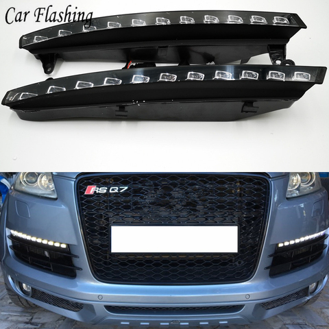 Intermitente para coche 1 Set DRL para Audi Q7 2006, 2007, 2008, 2009, Luz del coche LED DRL luces de circulación diurna cubierta de faro antiniebla ► Foto 1/6