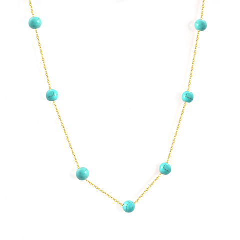 LUXUKISSKIDS-Cadena de eslabones con Colgante de Piedra Azul y Oro para mujer, Gargantilla, Collar de acero inoxidable, 45 + 5cm, 2022 ► Foto 1/5