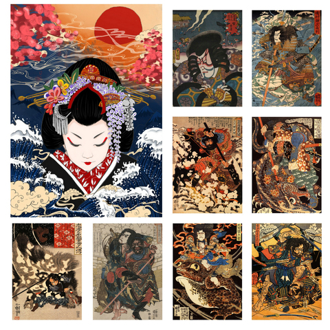 Ukiyoe-Póster de Japón, lienzo de retrato, pintura Mural Retro japonés, Samurai, Guerrero asiático, arte de pared, decoración del hogar, 2022 ► Foto 1/5