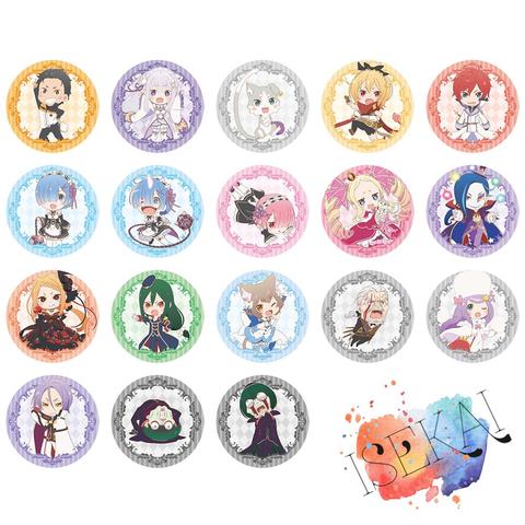 Rezero insignia de Anime Rem Ram Emilia Felix Beatrice disco Re: cero kara Hajimeru Isekai Seikatsu Relife placa de Metal pernos de La Broche ► Foto 1/2