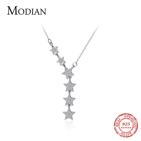 MODIAN-colgante de pentagrama en forma de Y para mujer, collar de cadena de enlace de lujo de plata de ley 925, joyería fina de boda ► Foto 1/5