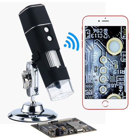 Microscopio Digital USB profesional con WiFi, endoscopio electrónico con 8 LED, 2MP, 1000X, Zoom, cámara, lupa + soporte de elevación, herramientas ► Foto 1/6