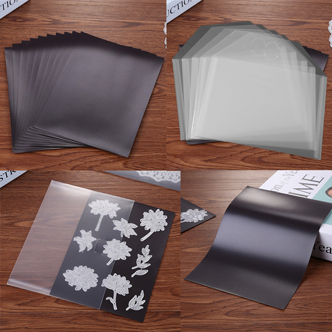 Hojas magnéticas y bolsas de carpeta de plástico para almacenamiento, troqueles de corte, organizador de sellos, bolsas transparentes de 7x5 pulgadas, 0,3mm, 10 unids/set ► Foto 1/5