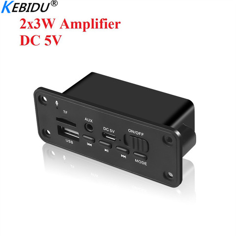 Kebidu-placa decodificadora inalámbrica, amplificador de 2x3 W, CC de 5V, MP3, WMA, Bluetooth 5,0, módulo de Audio, USB, FM, TF, registro de Radio, entrada AUX para coche ► Foto 1/6