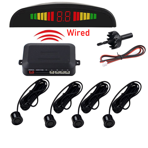Auto Parktronic Sensor de estacionamiento con luz LED con 4 sensores inverso Backup coche de estacionamiento sistema de detección monitorizado con Radar pantalla ► Foto 1/6