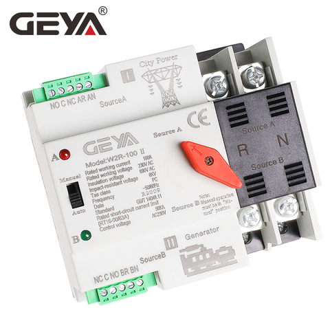 GEYA W2R Interruptor de Transferencia Automática eléctrico interruptores selectores interruptor de alimentación doble ATS 16A 20A 25A 32A 40A 50A 63A 100A ATS ► Foto 1/6