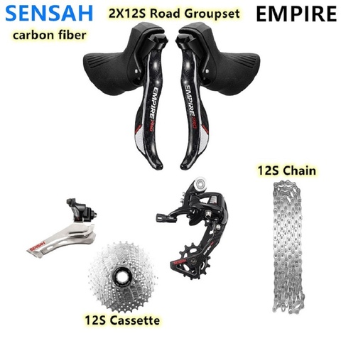 SENSAH-Cambio de marchas EMPIRE PRO, equipo de transmisión de fibra de carbono con 24 velocidades que incluye manetas, cadena X12, piñones, bielas con plato de 170/175mm y desviador trasero YBN, 2x12 cambios ► Foto 1/6