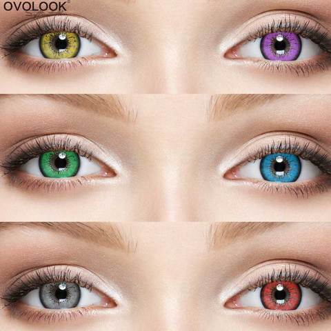OVOLOOK-1 lentillas de disfraz, lentes de colores para ojos, 6 tonos, lentillas de Color para miopía, uso anual 24 grados ► Foto 1/1
