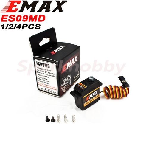 4 Uds Original EMAX ES09MD Metal Digital Servo 14,8g Servo resistente al agua con engranajes para RC auto helicóptero barco avión Accesorios ► Foto 1/6