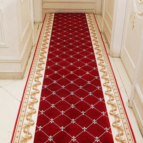 Alfombra para pasillo largo de estilo nórdico, Alfombra tejida roja europea para escaleras, alfombra para pasillo de Hotel, felpudo para entrada del hogar ► Foto 1/6