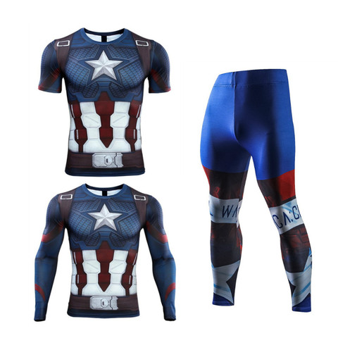 Trajes deportivos de compresión para hombre, conjuntos de secado rápido para correr, ropa de alta calidad para correr, entrenamiento, gimnasio, Fitness, MMA Rashguard ► Foto 1/6