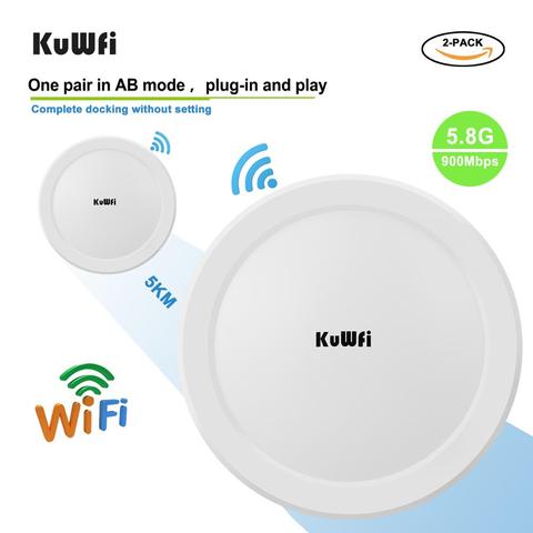 KuWFi-repetidor inalámbrico para exteriores, dispositivo Wifi de 900Mbps, 5,8G, punto a punto, cobertura Wifi de 3-5KM, adaptador POE de 24V ► Foto 1/6