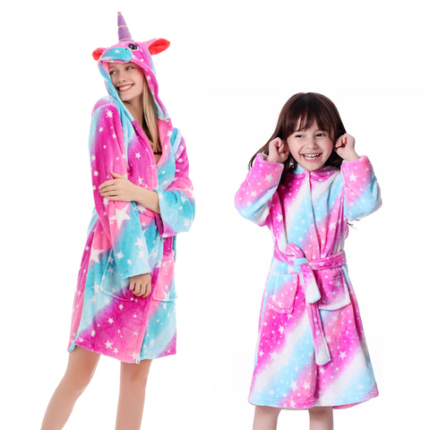 Unicornio toalla con capucha albornoces infantil niños estrella Animal traje de baño de trajes para niños niñas pijamas camisón de dormir de los niños ► Foto 1/6