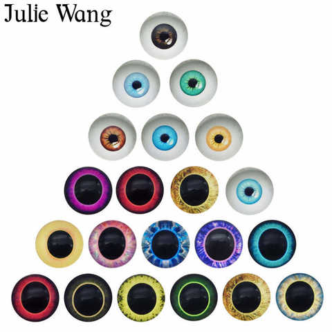 Julie Wang 6-30mm en pares Ojos de dragón cabujón de base plana ronda alumno de muñeco humano ojos ronda joyería accesorio ► Foto 1/6