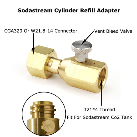 Nuevo adaptador de repuesto de tanque de cilindro SodaStream CO2 con ajuste de válvula de purga W21.8-14 (DIN 477) o conector CGA320 ► Foto 1/6