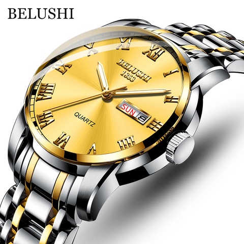 Relojes BELUSHI ultrafinos a la moda para hombre, la mejor marca de lujo de relojes de cuarzo, reloj de pulsera resistente al agua de malla de acero para hombres, reloj Masculino ► Foto 1/6