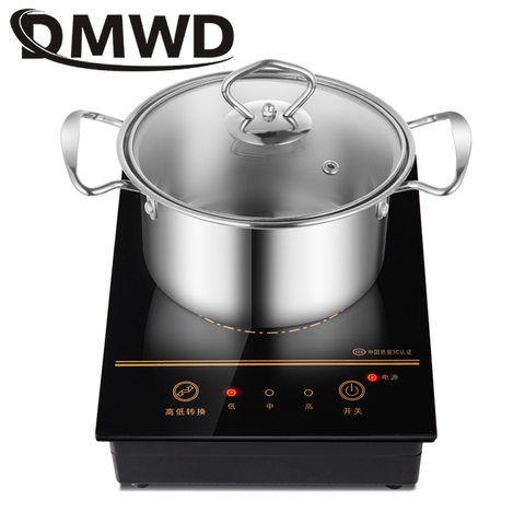 DMWD-Olla de inducción magnética eléctrica, control de cable, Mini quemador de Hotpot integrado, olla caliente impermeable, Caldera de té, cocina vitrocerámica ► Foto 1/3