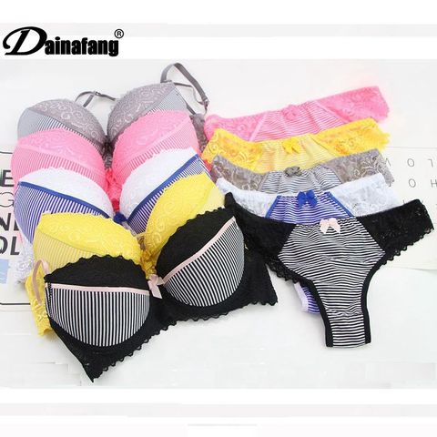 VS secret Tanga y sujetador conjunto de lencería Push Up francés encaje sexy mujeres ropa interior conjunto sujetador y Panty ABCD cup envío gratis sutia T2480 # ► Foto 1/6