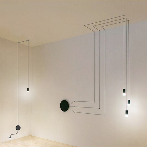 Lámpara de pared de línea larga para dormitorio y sala de estar, luz negra minimalista, LED colgante, G9, Arte Industrial, Artesanal ► Foto 1/6