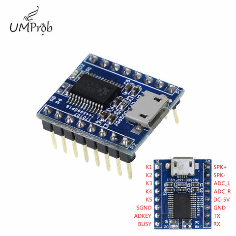 Módulo de sonido de voz JQ6500 16Mbit MCU Control Serial Broadcast 1 a 5 vías MP3 Voice Standard V2.1 ► Foto 1/3