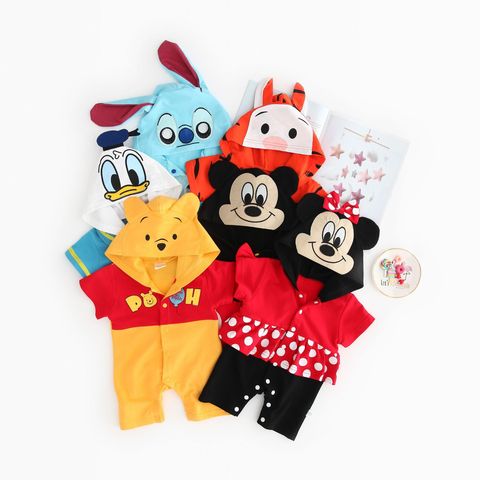 Verano bebé mameluco de dibujos animados Tigre Animal Mickey Minnie Pooh remera con capucha de mangas cortas chico mono traje de niña recién nacida ropa traje ► Foto 1/6