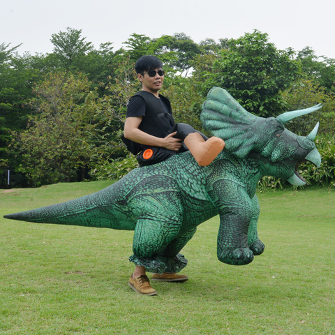 Disfraz inflable de dinosaurio tricerátops para adultos y hombres, traje de disfraz de Halloween ► Foto 1/6