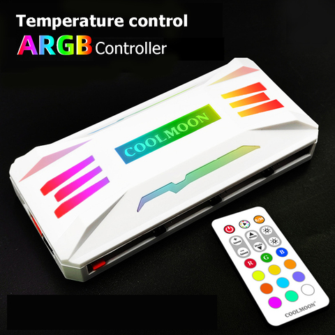 COOLMOON-ventilador de refrigeración ARGB, controlador inteligente de 4 pines, PWM, 5V, 3 pines, Control remoto para carcasa de PC, accesorios de chasis ► Foto 1/6