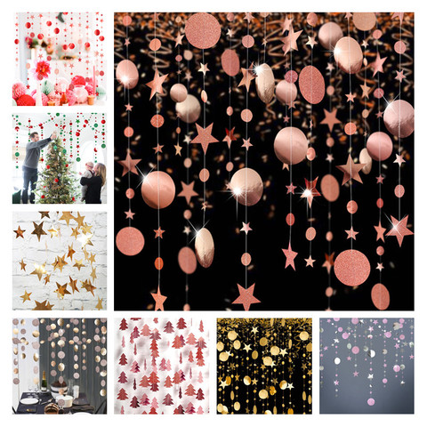 Guirnalda de papel con forma de estrella para árbol de 4M decoración navideña para el hogar, adornos de árbol de Navidad, decoración de fiesta de año nuevo ► Foto 1/6