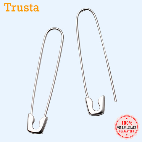 Trusta-pendientes colgantes para mujer, 2 uds., Clip de papel de 100% Plata de Ley 925, 3,7 cm x 0,7 cm, joyería para mujer DS639 ► Foto 1/6