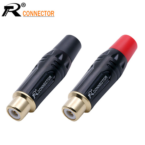 Piezas 2 piezas de lujo Gunmetal RCA conector Jack hembra chapado en oro RCA Jack Adaptador de audio negro y rojo en 1 par enchufe de altavoz ► Foto 1/6