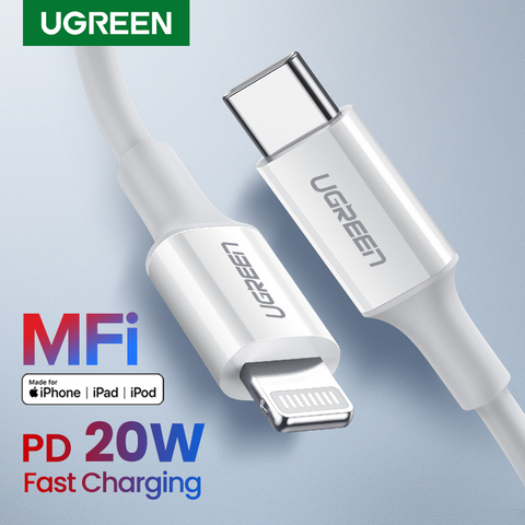 UGREEN MFi USB tipo C A Lightning Cable para iPhone 12 mini Pro Max PD18W 20W rápido Cable de datos de carga USB para Macbook de Cable ► Foto 1/6