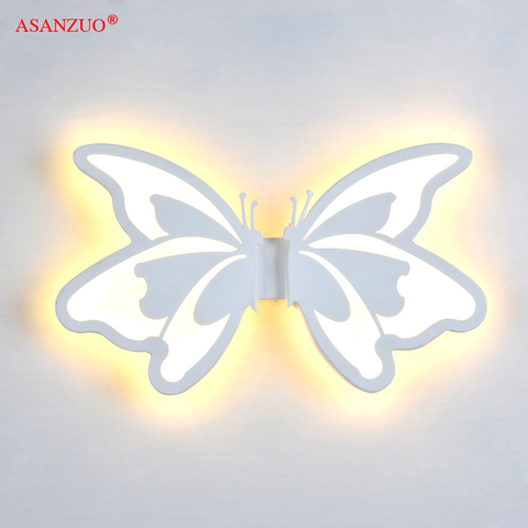 Aplique LED de pared con diseño de mariposa para sala de estar, lámpara de aplique decorativa para habitación de niños, AC110V, 220V ► Foto 1/5