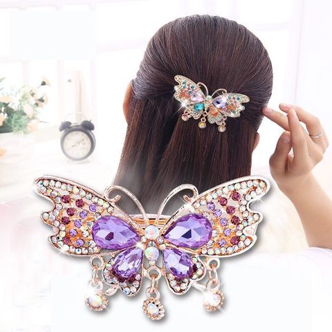 Pasadores de pelo de Metal Vintage para niña y mujer, accesorios para el cabello con diamantes de imitación de cristal, flor, mariposa, pinzas para el pelo ► Foto 1/6