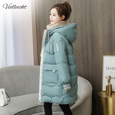 Vielleicht-chaquetas de plumas para mujer, abrigo de invierno, Parkas para mujer, chaqueta de invierno cálida con capucha, chaqueta acolchada de algodón de talla grande XS-3XL ► Foto 1/6