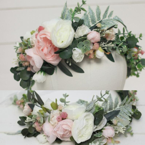 Guirnalda de flores de boda para mujer, corona, diadema para fiesta, accesorios para el cabello, tocado para niña, guirnalda Floral para boda ► Foto 1/6