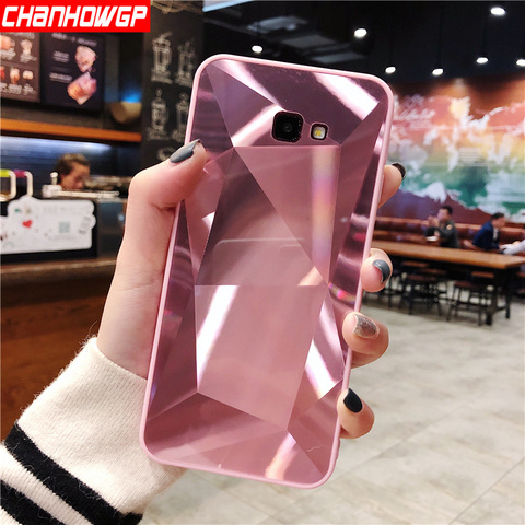 3D espejo diamante carcasa de purpurina para Samsung Galaxy A5 A6 A7 A8 A9 J4 J6 J8 2022 J3 J5 J7 2017 2016 S7 borde S8 S9 S10 más S10E ► Foto 1/6