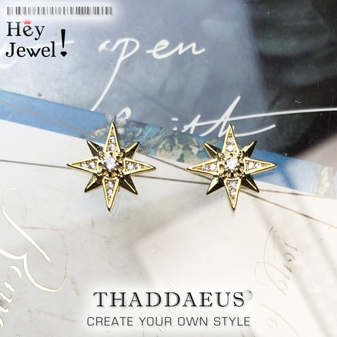 Magic Star Spell Studs pendientes, Europa amarillo dorado Color Handcrafte joyería para mujer, 2022 Shine regalo plata de ley 925 ► Foto 1/6