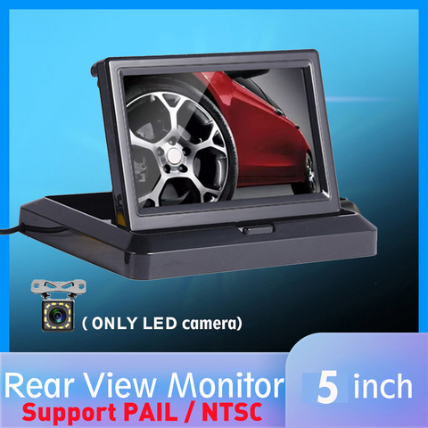 5 pulgadas HD plegable Monitor de visión trasera de coche marcha atrás TFT LCD con la visión nocturna de la cámara de visión trasera del vehículo ► Foto 1/6