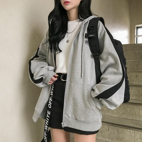 Sudaderas con capucha de gran tamaño, sudaderas holgadas informales de manga larga para mujer, sudadera estilo Harajuku Street Boyfriend, ropa de lana ► Foto 1/5