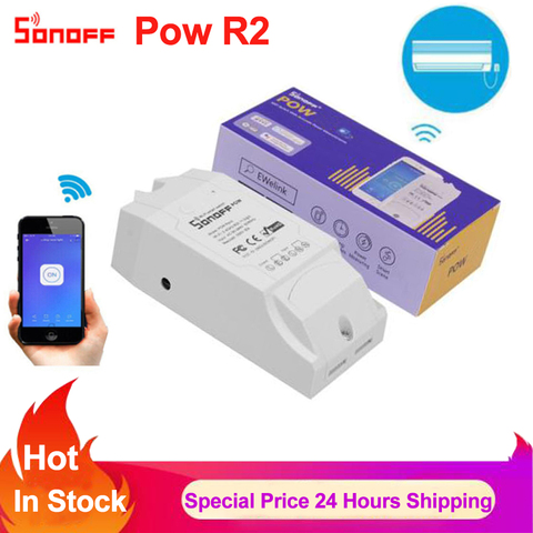 Sonoff-interruptor inalámbrico Pow R2 para el hogar, dispositivo de encendido y apagado de 15A, con WiFi, Monitor de energía en tiempo Real, funciona con Alexa y Google Home ► Foto 1/6