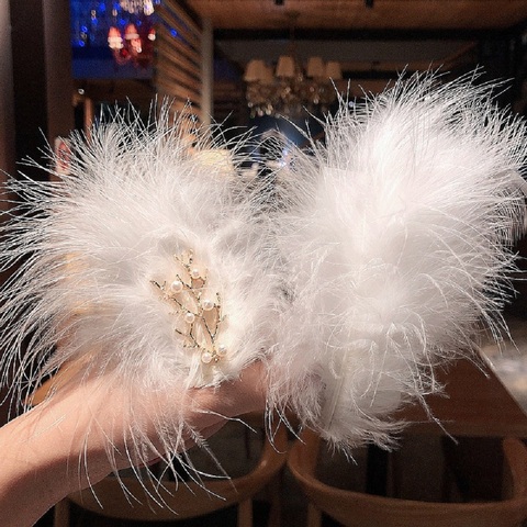 Súper Hada de pelo de plumas blancas, horquillas para el pelo, accesorios para el cabello, foto de diario de boda, personalidad, pluma agradable ► Foto 1/6