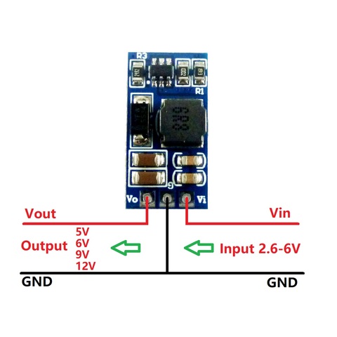 Mini convertidor de aumento de CC de 7W, 2,6-5,5 V a 5V, 6V, 9V, 12V, módulo regulador de voltaje para Motor LED ► Foto 1/6