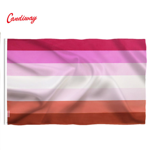 Candiway Bandera de lesbiana rosa púrpura banderas de arco iris poliéster con arandelas de latón 3X5 pies Color vivo UV Resistan ► Foto 1/6