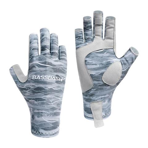 Bassdash-guantes de pesca sin dedos, protección solar, UPF 50 +, UV, para kayak, remo, senderismo y ciclismo ► Foto 1/6
