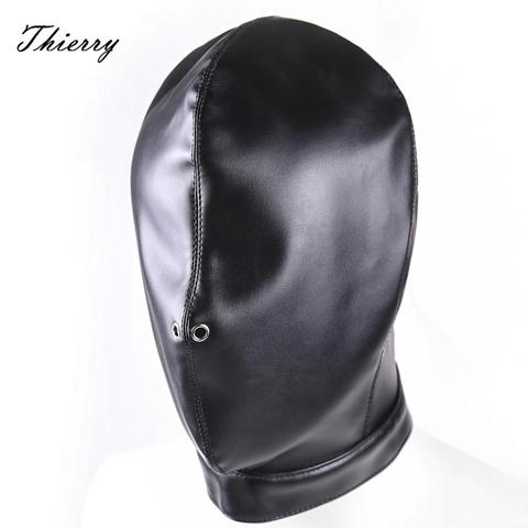 Thierry fetiche sensorial privation bondage head hood, los cordones en la espalda productos sexuales para parejas adultos juego roleplay ► Foto 1/6