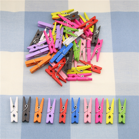 10 piezas al azar Mini color madera de primavera Clips ropa foto papel Peg Pin pinza de Clips decoración de fiesta ► Foto 1/6