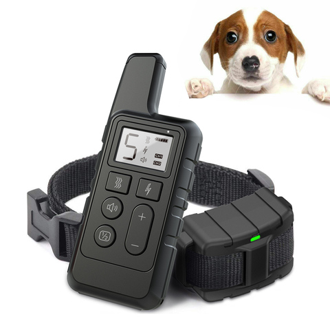 Collar de entrenamiento para perros, collarín eléctrico de 500M, antiladridos, resistente al agua, recargable vía usb, LCD, ajustable ► Foto 1/6