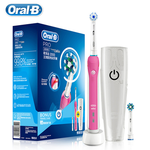 Oral B 3D Pro2000 sónico inteligente cepillo de dientes eléctrico Sensor de presión inductivo de carga cepillo de dientes y cabezales de cepillo de dientes adecuados ► Foto 1/6