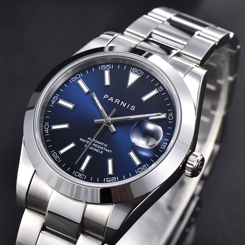 Parnis-relojes con esfera azul para hombre, reloj de pulsera mecánico automático, con calendario, Miyota 8215, 21 joyas, 2022 ► Foto 1/6